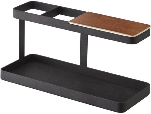 Yamazaki Tower 2300 multifunction stand, metal/wood, w.24,5 cm, black - Pencil Holder - Main image