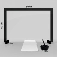 SKLENĚNÁ přepážka 4 mm Bezpečný Prostor 90x60 cm, černý rám - Ochranný kryt