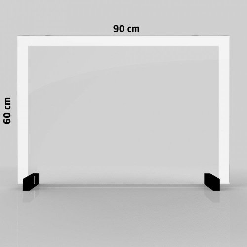 SKLENĚNÁ přepážka 4 mm Bezpečný Prostor 90x60 cm, bílý rám - Ochranný kryt - Main image