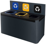 AlDA Hanging waste collection set EKO WAll Station 3 × 35 l, painted grey steel - Rubbish Bin