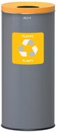 Alda Sorted waste bin Eko 45 l, yellow lid - plastic, painted steel, grey - Rubbish Bin