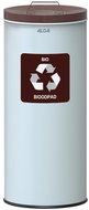 Alda Sorted waste bin Eko Nord 45 l, brown lid - bio, painted steel, white - Rubbish Bin