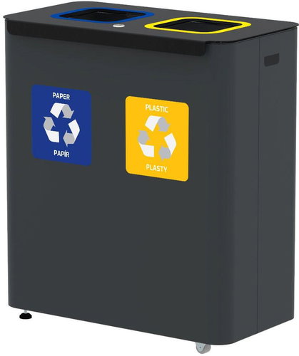 Alda Sorted Waste Set Eko Star Station 2 × 60 l, painted steel, grey - Rubbish Bin - Main image