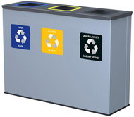 Alda Sorted Waste Set Eko Station 3 × 60 l, painted steel, grey - Rubbish Bin