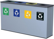 Alda Sorted Waste Set Eko Station 4 × 60 l, painted steel, grey - Rubbish Bin