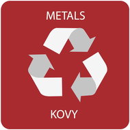 Alda Sticker for waste bin for separated waste - KOV, red, 17,5 × 17,5 cm - Self-Adhesive Labels