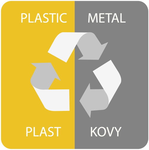 Alda Sticker for waste bin for sorted waste - PLAST - metal, yellow, 17,5 × 17,5 cm - Self-Adhesive Labels - Main image