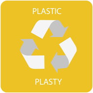Alda Sticker for waste bin for sorted waste - PLAST, yellow, 17,5 × 17,5 cm - Self-Adhesive Labels