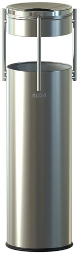 ALDA Outdoor waste bin with ashtray Prestige Pillar 15 L, matt stainless steel - Rubbish Bin - Main image