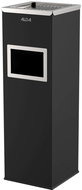 ALDA Outdoor waste bin with ashtray Mirage 22 L, painted steel, black - Rubbish Bin