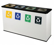 Alda Sorted Waste Set Eko Station 4 × 60 l, painted steel, black lid, white - Rubbish Bin