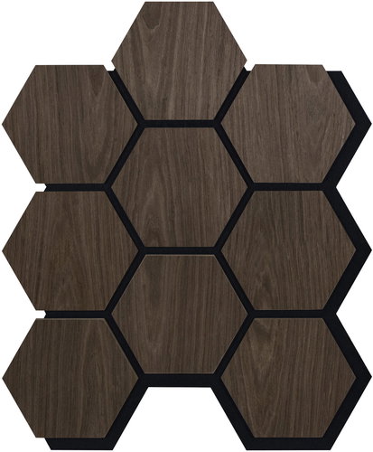 ALFI style Acoustic panel with wood veneer, hexagon, decor oak, grey - Acoustic Panel - Main image