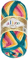 Alize Příze DIVA batik 100 g - 4572 růžová, oranžová, zelená - Yarn