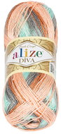 Alize Příze DIVA batik 100 g - 5550 losos, šedá, tyrkys - Yarn