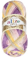 Alize Příze DIVA batik 100 g - 6958 růžová, fialová, žlutá - Yarn