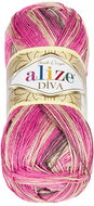 Alize Příze DIVA batik 100 g - 7829 růžová, hnědá - Yarn
