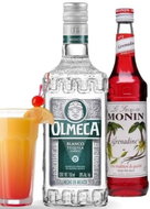 Tequila Sunrise - Olmeca Blanco 0,7l 35% + Monin Grenadine 0,7l + pomerančový džus 3x 1l - Tequila