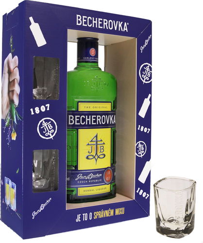 Becherovka 0,7l 38% + 2x sklo GB - Likér - Hlavní obrázek