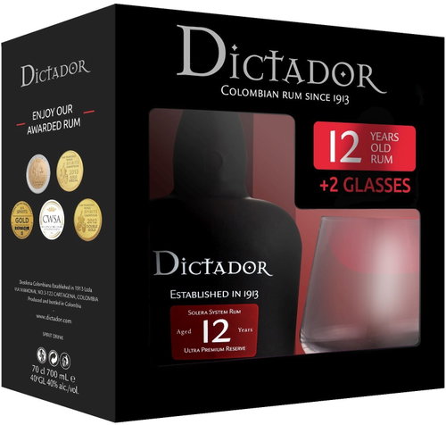 Dictador 12y 0.7l 40% + 2x Glass GB - Rum - Main image