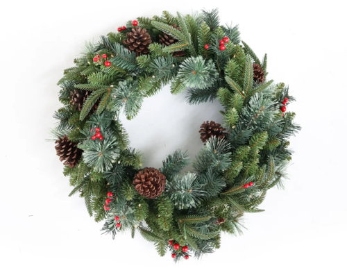 All4Customer Christmas wreath decorated 50 LED 60 cm - Wreath - Main image