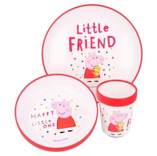 Alum Three-piece set of dishes for children Pepa Pig - red and white Little Friend - Children's Dining Set - Main image