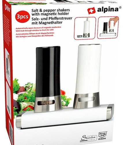 Alpina Salt + Pepper - Magnetic opening 15 x 9 x 13cm - Spice Shaker - Main image
