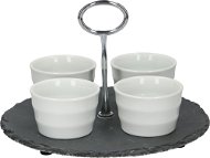 ALPINA EDCO Set of Snack Bowls on a Slate Tray, 25cm - Serving Set