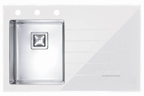 ALVEUS Crystalix 10 white - left - Glass Sink - Main image