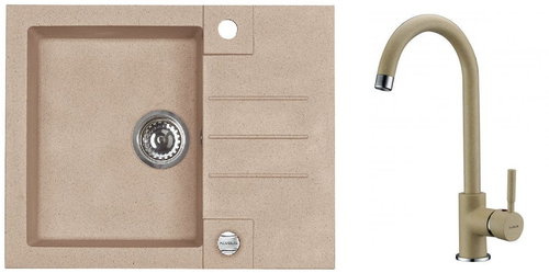 ALVEUS Rock 30 G, Beige 55 + ALVEUS AM 120, Beige 55 - Kitchen Sink and Tap Set - Main image