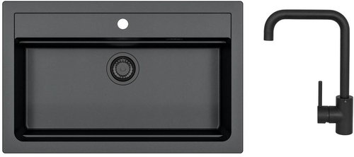 Alveus Atrox 40 91 + mixer OZ Black HU Black Addition - Kitchen Sink and Tap Set - Main image