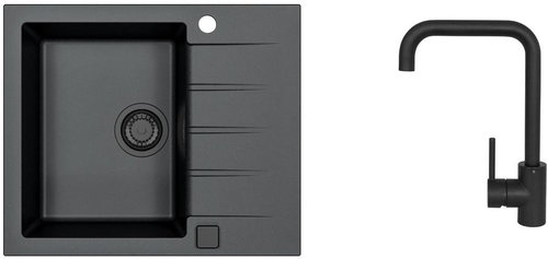 Alveus Cadit 10 91 + battery OZ Black HU Black Addition - Kitchen Sink and Tap Set - Main image