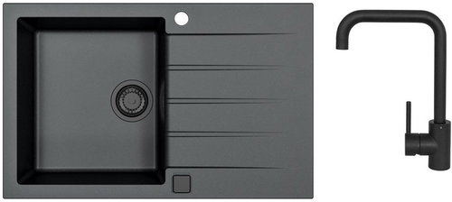 Alveus Cadit 20 91 + battery OZ Black HU Black Addition - Kitchen Sink and Tap Set - Main image
