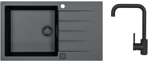 Alveus Cadit 40 91 + battery OZ Black HU Black Addition - Kitchen Sink and Tap Set - Main image