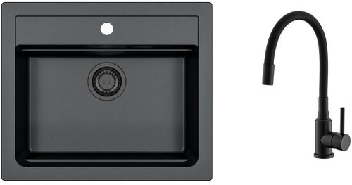 Alveus Atrox 30 91 + baterie Mintas Black Addition - Kitchen Sink and Tap Set - Main image