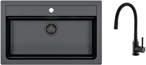 Alveus Atrox 40 91 + Mintas Black Addition - Kitchen Sink and Tap Set - Main image