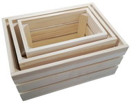 AMADEA Wooden Set of 3 Boxes made of Solid Wood, 34x15x24cm - Storage Box