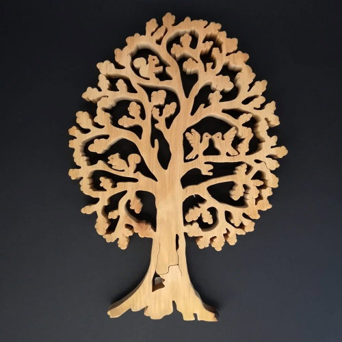 AMADEA Wooden Tree with Squirrels, Solid Wood, Height of 28cm - Decoration - Main image