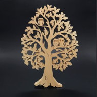 AMADEA Wooden tree with owls and cat, solid wood, height 28 cm - Christmas Decoration