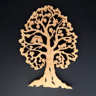 AMADEA Wooden Tree with Owls, Solid Wood, Height of 26cm - Decoration