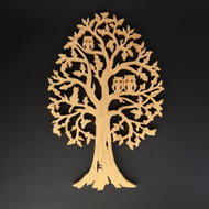 AMADEA Wooden Tree with Owls and Cat, Solid Wood, Height of 40cm - Decoration