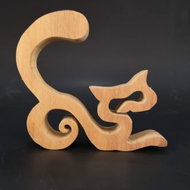 AMADEA Wooden Cat, Solid Wood, 15x13,5x3cm - Decoration
