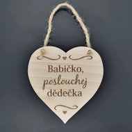 AMADEA Wooden Heart with the Inscription "Grandma, Listen to Your Grandfather", Solid Wood, 16x15 cm - Decoration