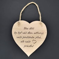 AMADEA Wooden Heart with the Inscription "Without Children Would Be Ours", Solid Wood, 16x15cm - Decoration