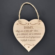 AMADEA Wooden Heart with the Inscription "Ladies when a Guy tells You", Solid Wood, 16 x 15cm - Decoration