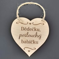 AMADEA Wooden Heart with the Inscription "Grandfather, listen to your Grandmother", Solid Wood, 16 x 15cm - Decoration