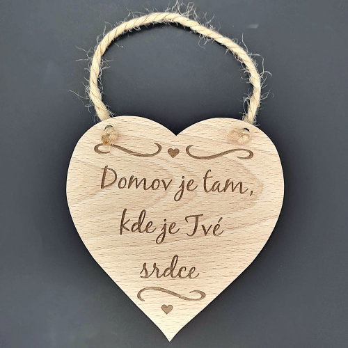 AMADEA Wooden Heart with the Inscription "Home is where your Heart is". Solid Wood, 16 x 15cm - Decoration - Main image