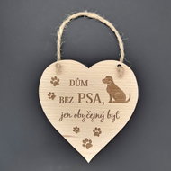 AMADEA Wooden Heart with the Inscription "House without a dog", Solid Wood, 16 x 15cm - Decoration