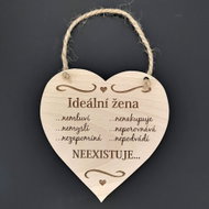 AMADEA Wooden Heart with the Inscription "Ideal Woman", Solid Wood, 16 x 15cm - Decoration