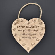 AMADEA Wooden Heart with the Inscription "Every Visit", Solid Wood, 16 x 15cm - Decoration