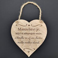 AMADEA Wooden Heart with the Inscription "Marriage is when you Adapt", Solid Wood, 16 x 15cm - Decoration